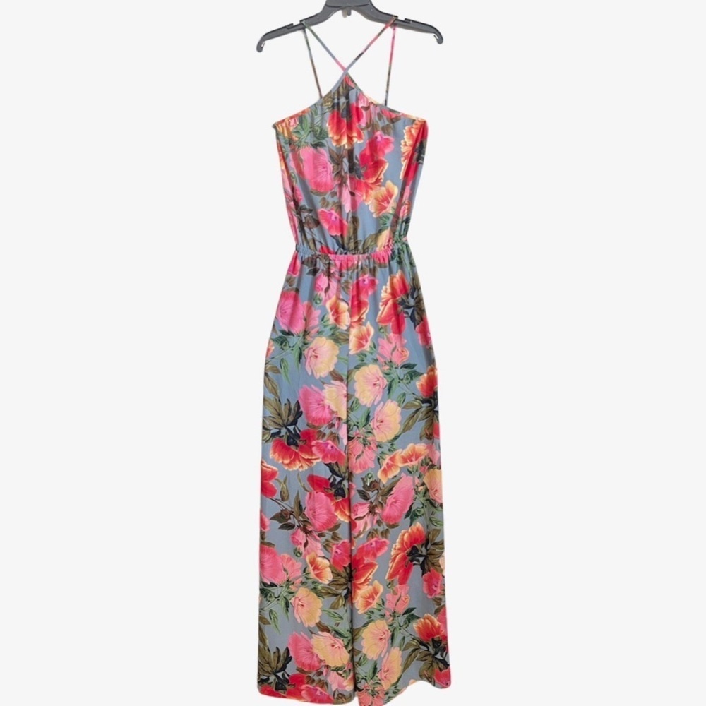 Show Me Your MuMu Womens Jennifer Jumpsuit Floral Sz M Halter Neck Wide Leg - Picture 3 of 11